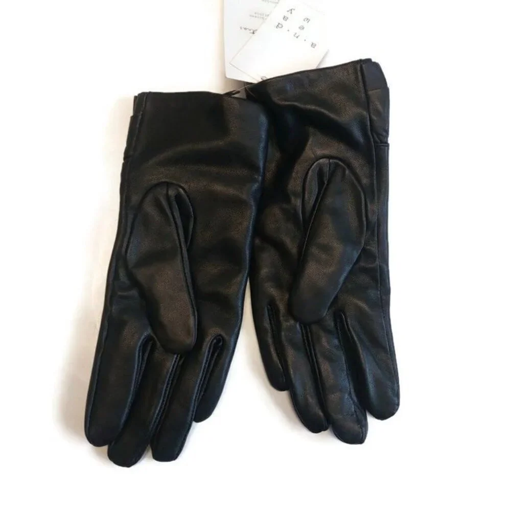 Black Leather Winter Gloves Womens XS/S A New Day 3M Thinsulate Touch Screen